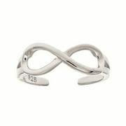 925 Sterling Silver Infinity Cross Over Toe Ring