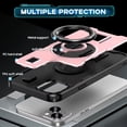 thumbnail image 6 of Case for iPhone 14,Carbon Fibre Dissipate Heat TPU+PC [Built-in Rotatable Magnetic Kickstand] Heavy Duty Drop Protection Shockproof Phone Case for iPhone 14,6.1 inch 2022 (Rose Gold), 6 of 18