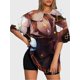 thumbnail image 3 of T-shirt round neck Role Pattern loose short sleeve D227, 3 of 5