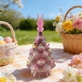 thumbnail image 6 of Lksixu Easter Bunny Tree Figurine, Easter Decorations, 6.3 Inch Resin Rabbit Tree with Colorful LED Light Bulbs, Battery Operated Handcrafted Light Up Tabletop Ornaments for Desk Shelf Cabinet, 6 of 7