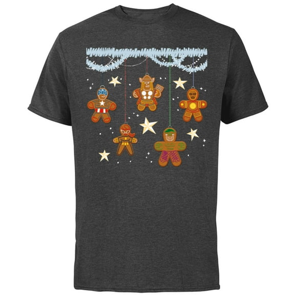 Marvel Avengers Gingerbread Cookie Ornaments Holiday Standard - Short Sleeve Cotton T-Shirt for Adults - Customized-Charcoal