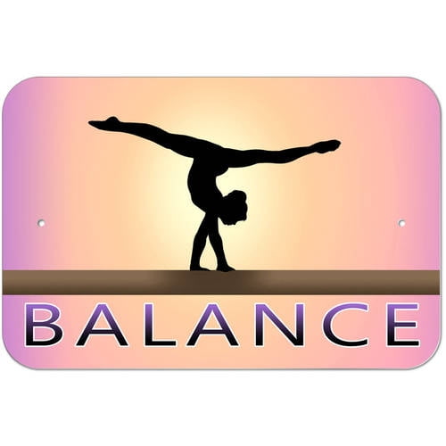 Handstand on Balance Beam Gymnast Gymnastics Female Sign 