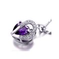 thumbnail image 3 of Devuggo 925 Sterling Silver Heart Pendant Necklace Simulated Amethyst Stud Earrings Jewelry Set,Gifts for Women, 3 of 7