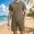 thumbnail image 2 of JAJAHO Mens Summer 2 Piece Outfits Short Sleeve Loose Fit T Shirt And Drawstring Shorts Set Comfortable Athletic Casual Wear Solid Color Soft Outfit, 2 of 9