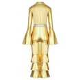 thumbnail image 4 of LiiYii Kids Girls Shiny Metallic Jumpsuit 70s Hippie Disco Funky Dance Outfit Dancewear Gold 10, 4 of 7