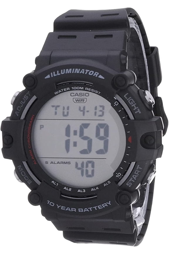 Men's Digital Quartz 10-Year Battery 100m Black Resin Watch AE1500WH-1AV