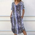 thumbnail image 2 of Felwors Femmes Nouvelle Mode d'Été Fendue V Robe à Manches Courtes Imprimé, 2 of 8