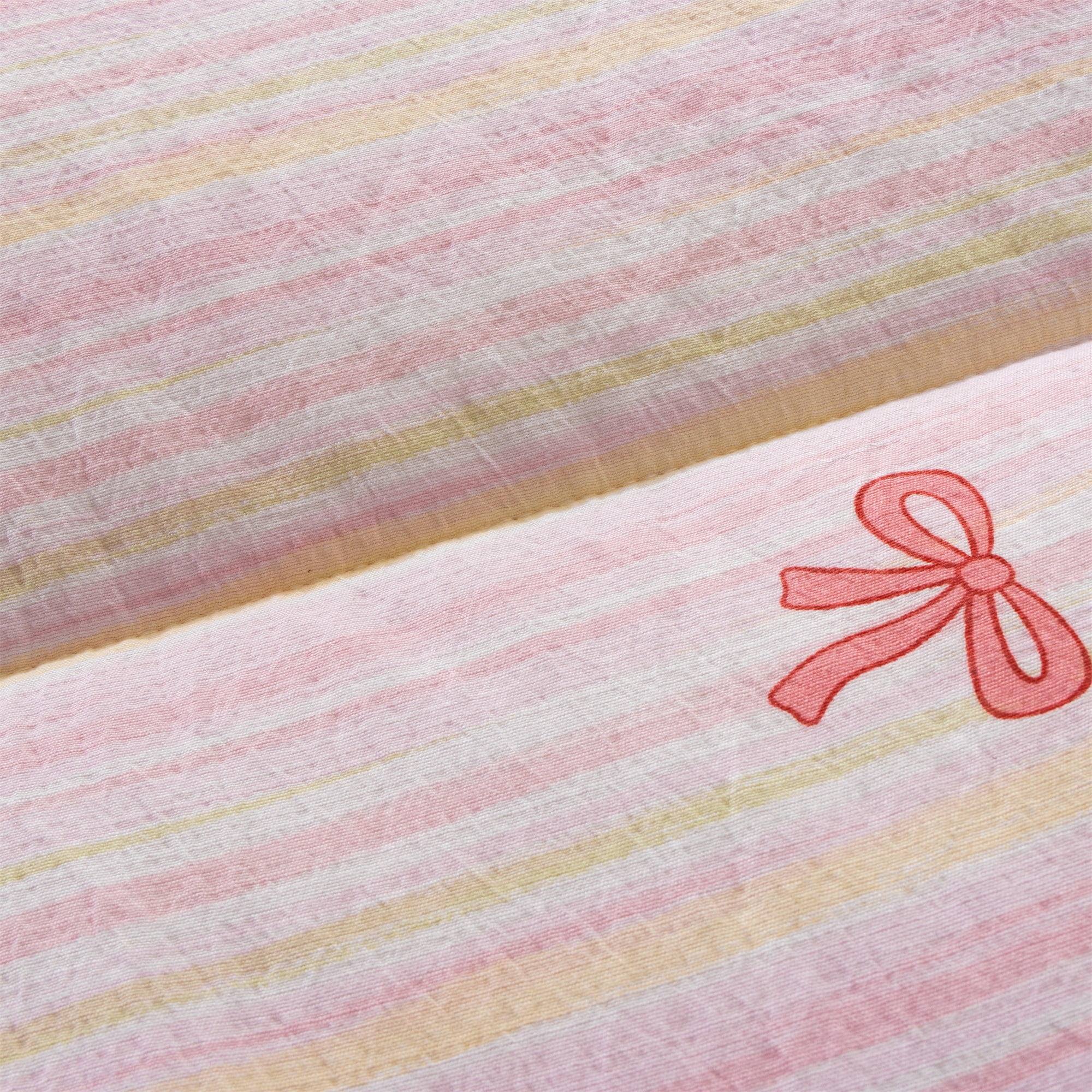 Btargot Bow Zip Bedding Pink Ribbon Bowknot Twin Comforter Set Princess Style Zipper Bedding Set
