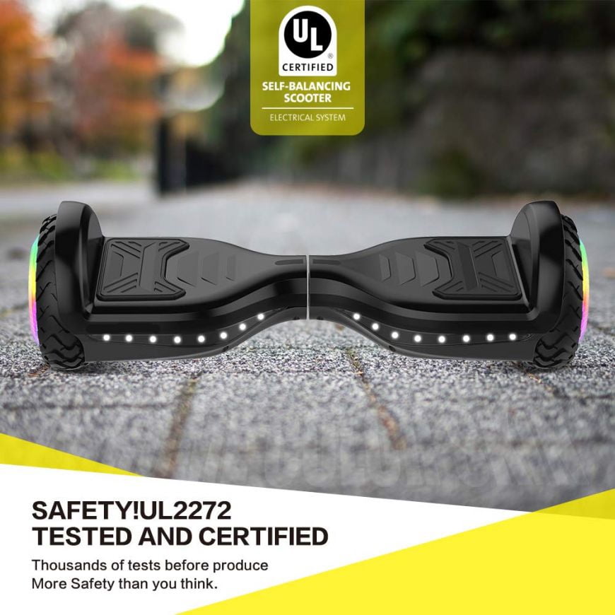 Gyrocopters Pro 6.0 All Terrain Hoverboard Speed up to 15km h 250W Powerful Motor 6.5 LED wheels 165 lbs weight capacity UL2272 certified BLACK Walmart