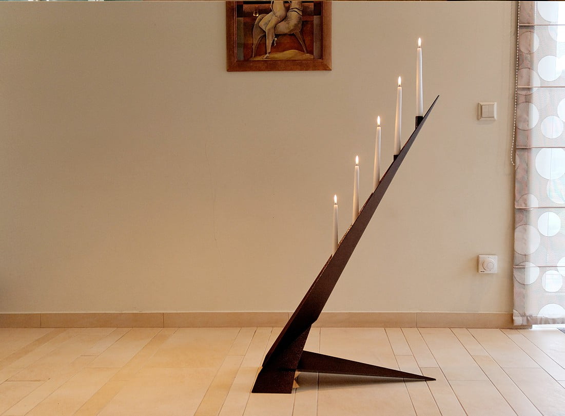 Curonian SmilteBL Old Copper Colour Solid Steel Candleholder Smilte