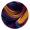 thumbnail image 3 of Designart "Dynamic Duet Purple and Yellow I" Modern Waves Metal Round Art Print, 3 of 5