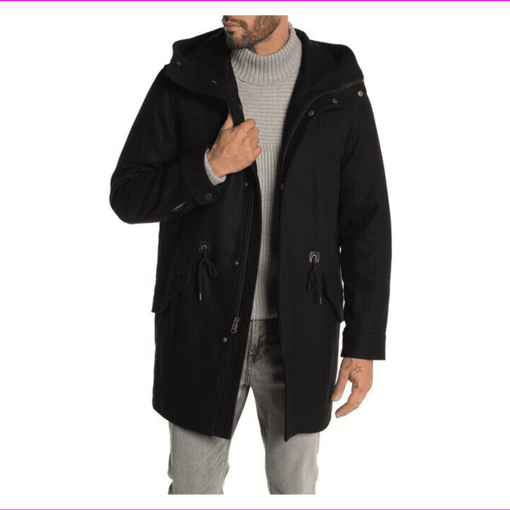 cole haan hooded wool blend coat
