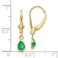 thumbnail image 3 of 14K Yellow Gold Earring Birthstone (05) May Women'S Emerald Pear Green 23 mm 4, 3 of 3