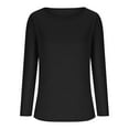 thumbnail image 3 of Jewelreauty Womens Loose Long Sleeve Shirts Pullover Solid Color Casual T-Shirts Lightweight Round Neck Tops (XL, Black), 3 of 5