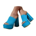 thumbnail image 3 of HSMQHJWE Sandales à Talon pour Femmes à Bout Carré Ouvert, Sandales de Plage à Talon, Sandales à Enfiler, Talon Bloc Haut, Chaussures de Mode pour Robe de Mariage, 3 of 8