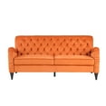 thumbnail image 2 of Modern 72" Velvet Upholstered Sofa Couches, 3-Seater Tufted Comfy Sofa Couch with Wood Legs and Wrapped Armrest, Chesterfield Sofa Counch for Living Room Bedroom Office, Hold up to 660 Pound, Orange, 2 of 7