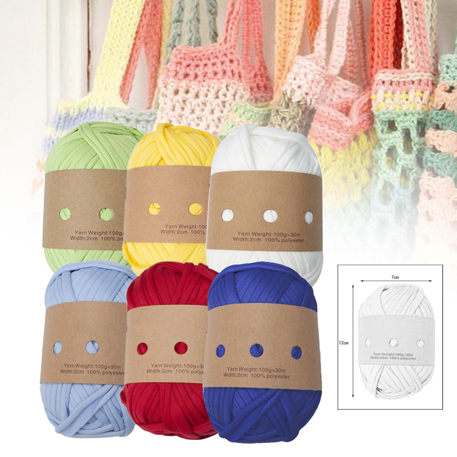 Knitting Yarn,Crocheting Knitting Yarn Set Chunky Tshirt Yarn,Fabric Cloth Thick Knitting Yarn Elastic Soft,Hand DIY Bag Cushion Knitted Crochet Cord Thread,Hand Knitting Blanket Mat Rug Yarn C