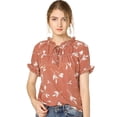 thumbnail image 1 of INSPIRE CHIC Top De Blusa Campesina De Manga Corta Con Volantes Y Cuello Con Lazo Floral Para Mujer Coral S, 1 of 6