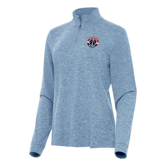 Women's Antigua Heather Aqua Washington Wizards Mentor Quarter-Zip Mock Long Sleeve Top