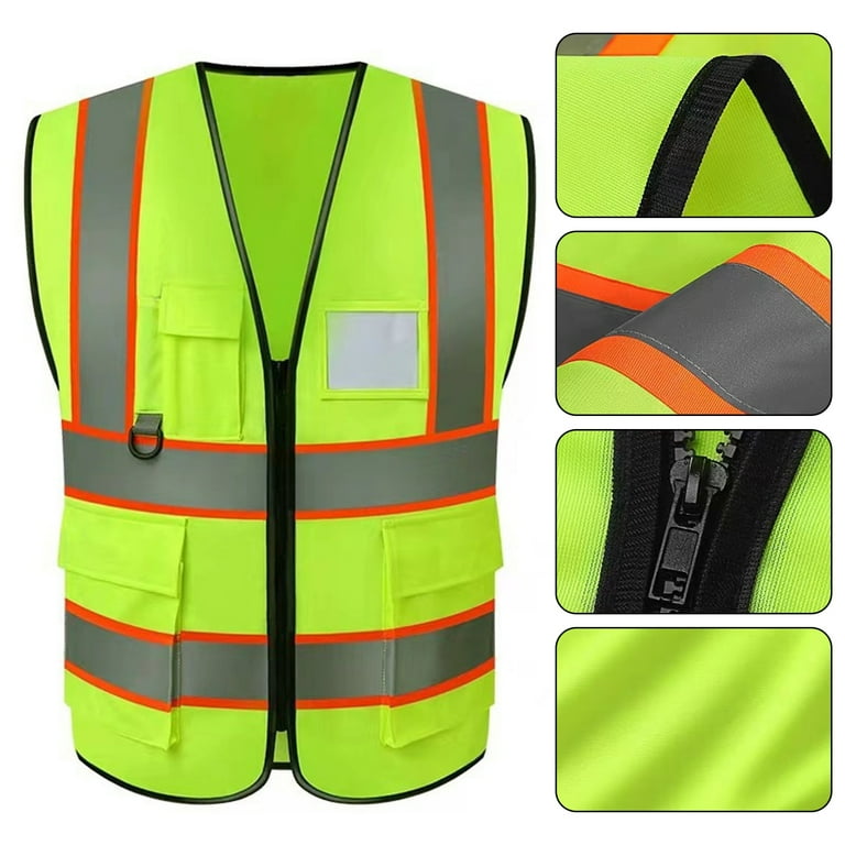 wirlsweal Reflective Vest for Construction Workers Reflective Safety Vest with Pockets High Visibility Waistcoat for Construction Worker Motorcycle