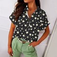 thumbnail image 4 of XFLWAM Womens Casual Short Sleeve Button Down Shirts Summer Cotton Solid Color Top Blouses with Pockets Black L, 4 of 5