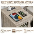 thumbnail image 3 of Narrow Side Table with Charging Station, End Table with Storage Night Stand with USB Ports and Outlets Small Wooden Cabinet for Living Room, Bedroom, Grey, 3 of 8