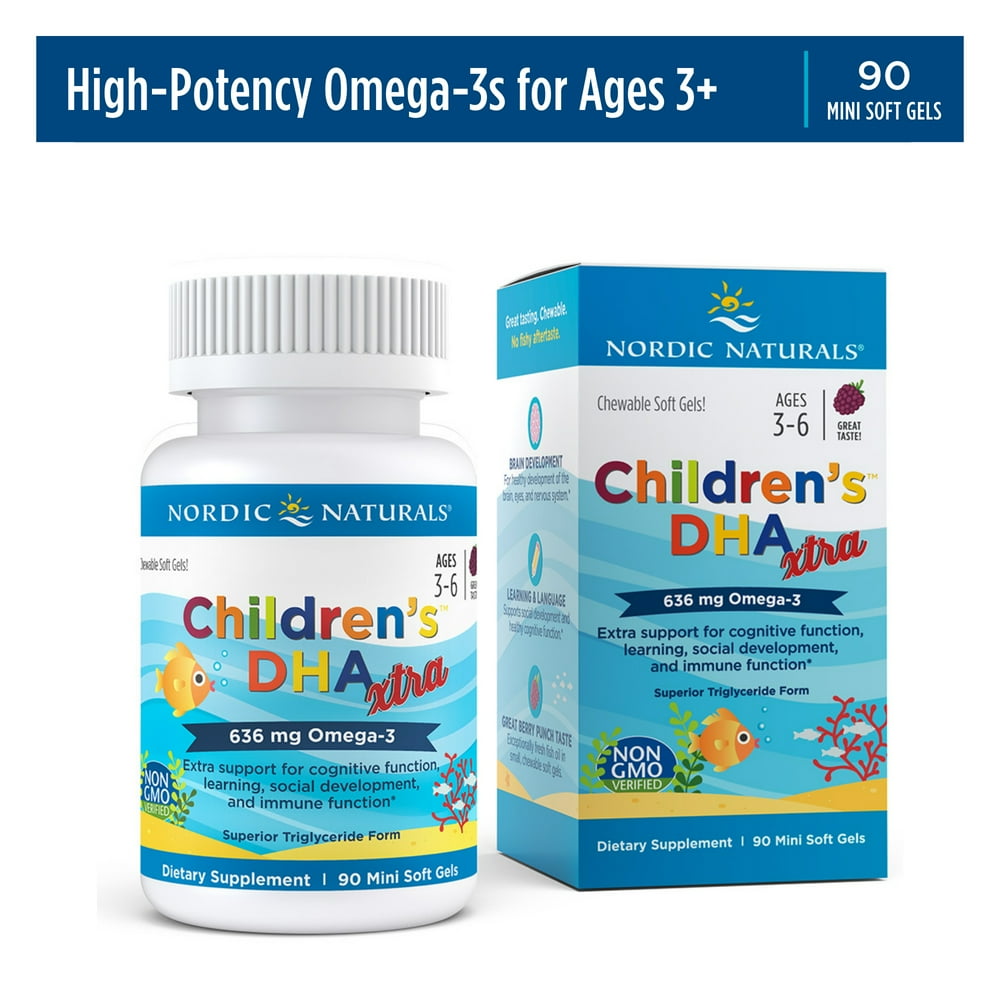 Nordic Naturals Children's DHA Xtra Chewable Softgels, Berry, 636 Mg