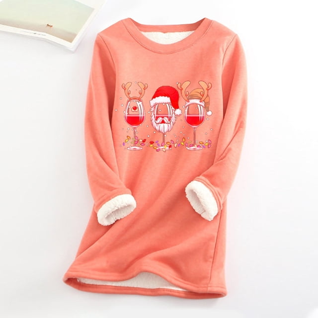 Jienlioq Hauts de Sport pour Femmes Mode pour Femmes Impression de Noël Manches Régulières Hiver Ample Vacances Décontracté Manches Col Rond Chemise Hauts Vendredi Fou