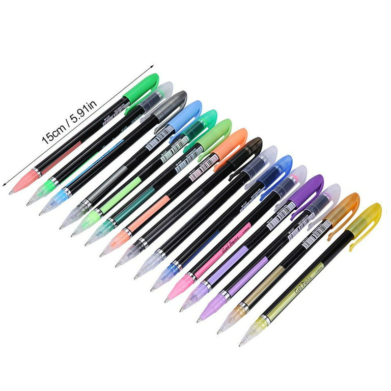 Tebru Gel Pens,48pcs Gel Pens Colorful Glitter Neon Gouache Metallic Drawing Sketch Pen School Stationery, Colorful Gel Pen