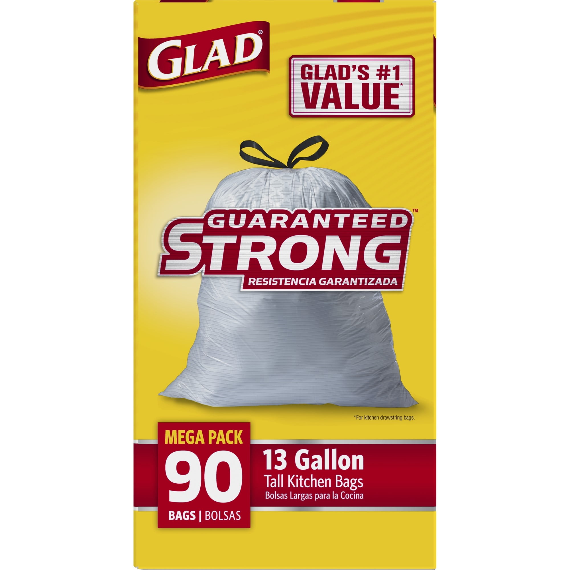 Glad Tall Kitchen Drawstring Trash Bags 13 Gallon 90 ct