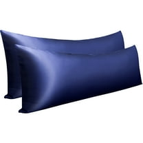 Ntbay 2 Pack Ultra Soft Satin Long Body Pillowcase with Envelope Closure, Cooling and Smooth Body Pillow Cover for Hair and Skin, 20" x 54", Navy Blue