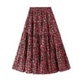 thumbnail image 2 of qolati Women's High Waist A-Line Skirts Causal Elastic Waistband Floral Boho Skirt Trendy Layered Ruffle Flowy Party Midi Skirt, 2 of 7