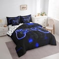 thumbnail image 3 of Gaming Comforter Teen Full,Geometric Game Controller Bedding Set 7 Piece,Neon Reversible Bed Sets(1 Comforter,2 Pillowcases,1 Flat Sheet,1 Fitted Sheet,2 Throw Pillow Covers), 3 of 6