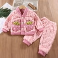 thumbnail image 4 of Amidoa Girls 2 Piece Outfits Fall Winter Clothes Fleece Long Sleeve Top and Jogger Pants Kids Clothing Sets Pink Size 1-2 Years, 4 of 6