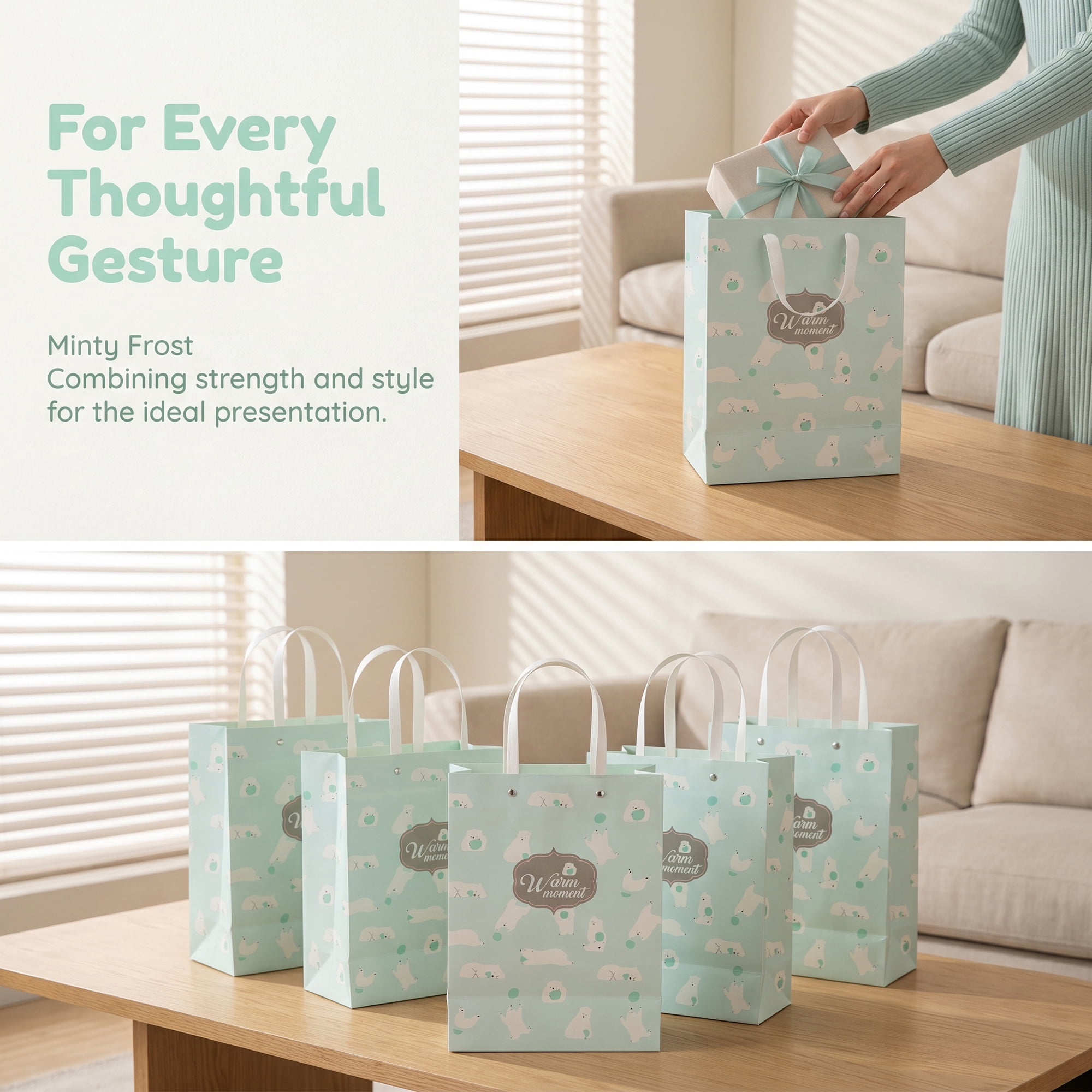 Unique Bargains Thick and Sturdy Gift Bags with High Weight Capacity Green 8.5"x 4.3"x 11"