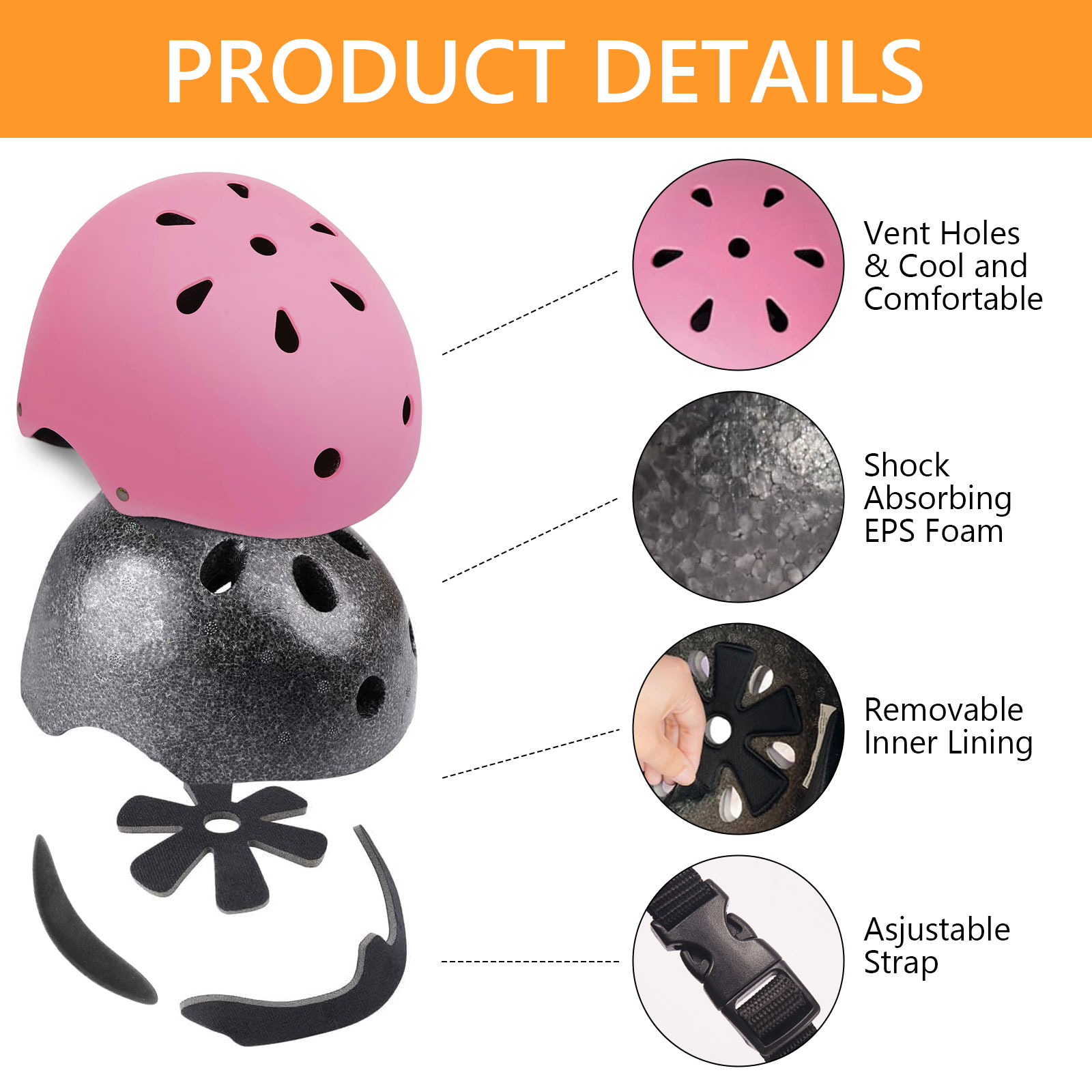 Tripumer Youth Bike Helmet, Ages 9-15, Pink photo 6