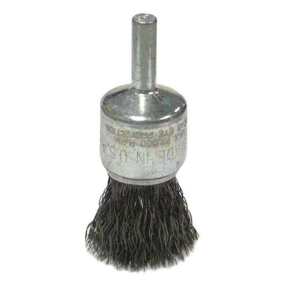 Weiler Wolverine 3/4" Crimped Wire End Brush .014" Steel Fill 1/4" Stem 36246