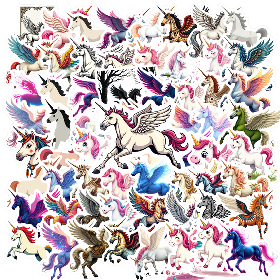 Fantasy Unicorn Fantasy Stickers, Waterproof Unicorn Fantasy Sticker for Water Bottle Laptop Phone Cases Planner Skateboard Luggage Helmet Party Favor Decor, Ideal for Adults Teens Teacher Rewards