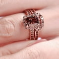 thumbnail image 3 of beryl_creation 3.00 Ct Emerald Cut Brown Diamond Engagement Wedding Thanksgiving Christmas Bridal Ring Set 14K Rose Gold Plated 925 Sterling Silver For Women's -9, 3 of 3
