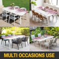 thumbnail image 5 of Pink Table Cloths for 8 Foot Rectangle Tables, Summer Botanical Leaves Watercolor Patio Waterproof Elastic Fitted Tablecloths, Washable Rectangular Table Cover for Camping, 5 of 8