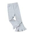 thumbnail image 2 of Little Girl Clothes Fashion Cotton Ruffle Pants Solid Color Elastic High Waist Stretch Flare Legging Trousers (6-9M, Gray), 2 of 7