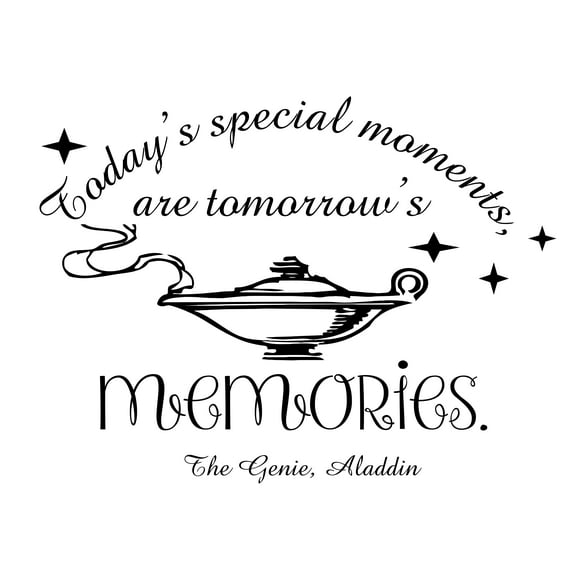 The Genie From Walt StickerDecal Aladdin Wall Art Quote Decal Design | Today's Special Moments Are Tomorrow's Memories | DIY Removable Vinyl Home Sticker Bedroom Living Room Decoration 15" x 20"