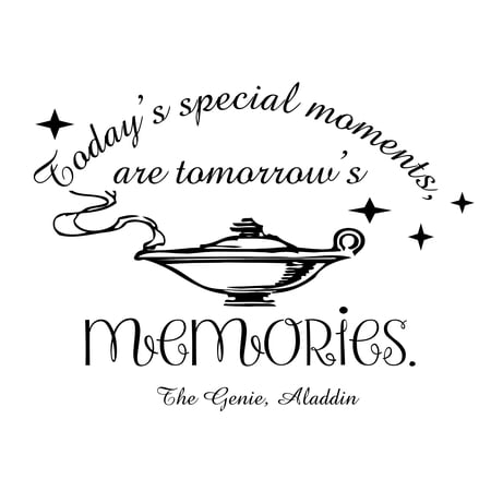 The Genie From Walt StickerDecal Aladdin Wall Art Quote Decal Design | Today's Special Moments Are Tomorrow's Memories | DIY Removable Vinyl Home Sticker Bedroom Living Room Decoration 15" x 20"