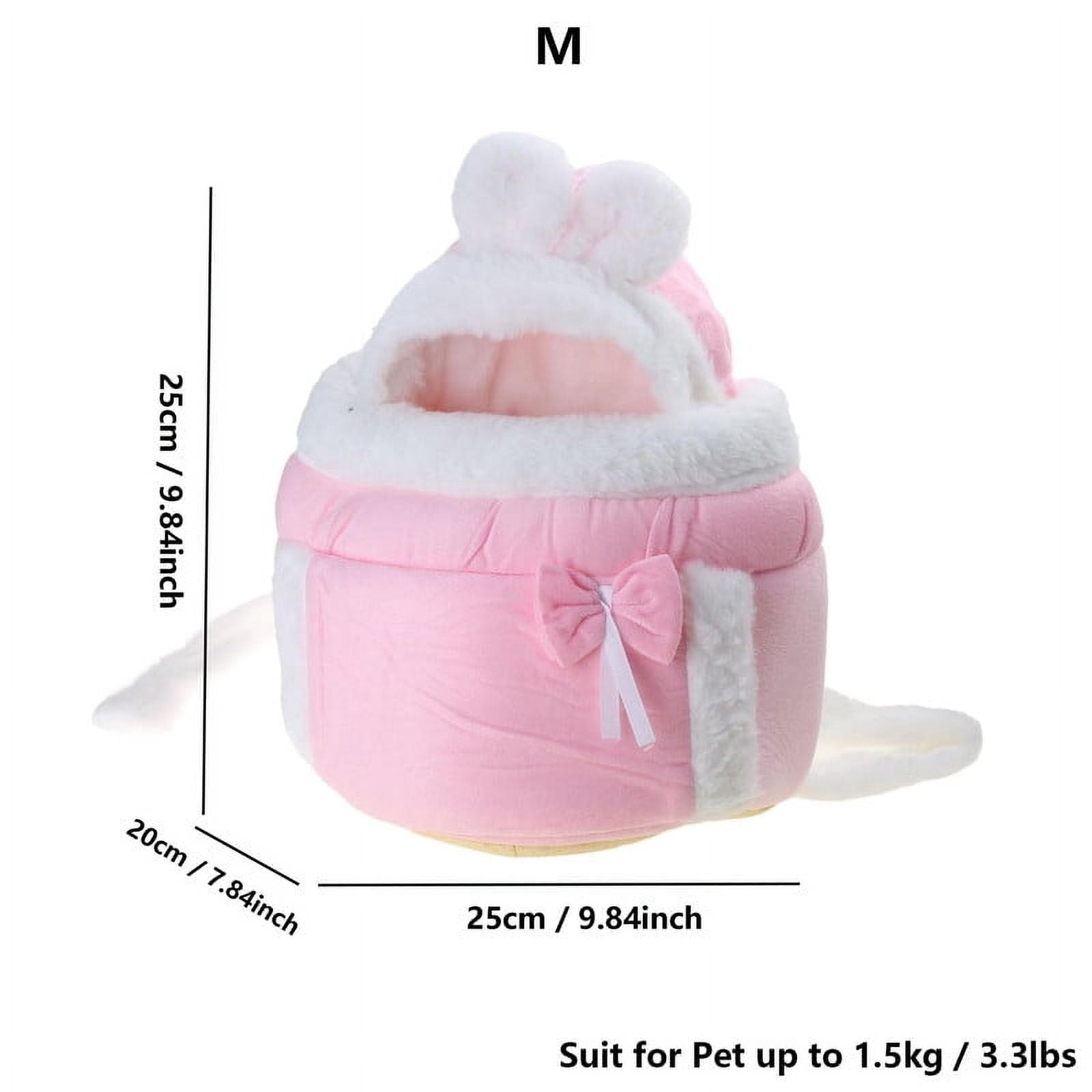Warm Pet Carrier Bag Small Cat Dogs Backpack Winter Plush Pets Cage for Outdoor Travel Pet Hanging Chest Bags 6kg Load-Bearing (Color : Pink, Size : Medium)