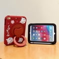 thumbnail image 5 of ELEHOLD for iPad mini 7 (A17 Pro)2024/6th Case,Cute Cartoon Soft Silicone Rotating Handle Stand Shock-Absorbent iPad Case with Pencil Holder and Shoulder Strap,Red Cat, 5 of 7