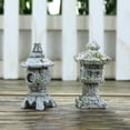 thumbnail image 4 of Estatua de resina Shamjiam 2x 1 par de linterna de pagoda oriental para Jardín Patio bonsái, 4 of 8