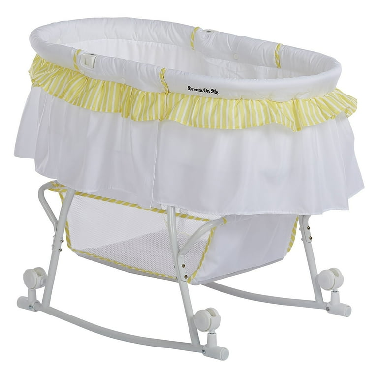 Dream On Me Lacy Portable 2 in 1 Bassinet Cradle in Pink and White Lightweight Baby Bassinet