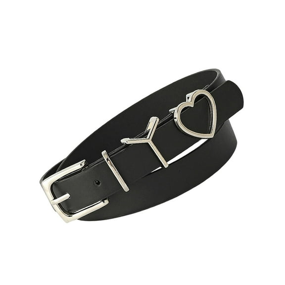 106cm Women PU Leather Waist Belt Prong Buckle Adjustable Eyelet Belt Pin