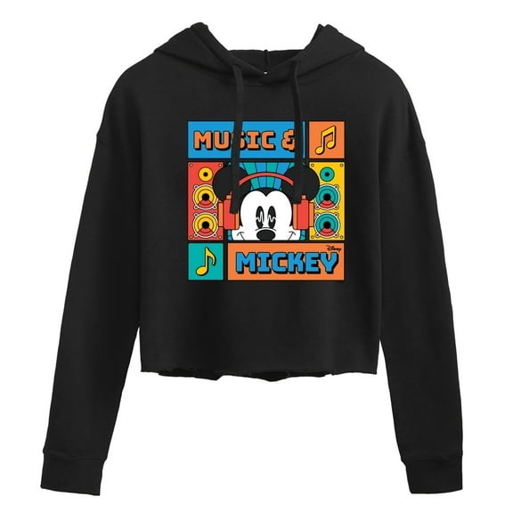 Disney - Music And Mickey - Juniors Cropped Pullover Hoodie