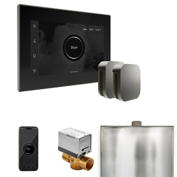 Mr Steam XButler Max Steam Shower Ctrl Pkg w/iSteamX Control and Steamhead in Black Satin Steel